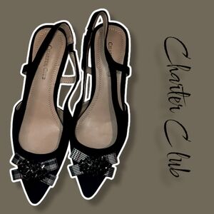 Charter  Club Black Pointed Heels with Ribbion Accessory ! 💕💋🤭